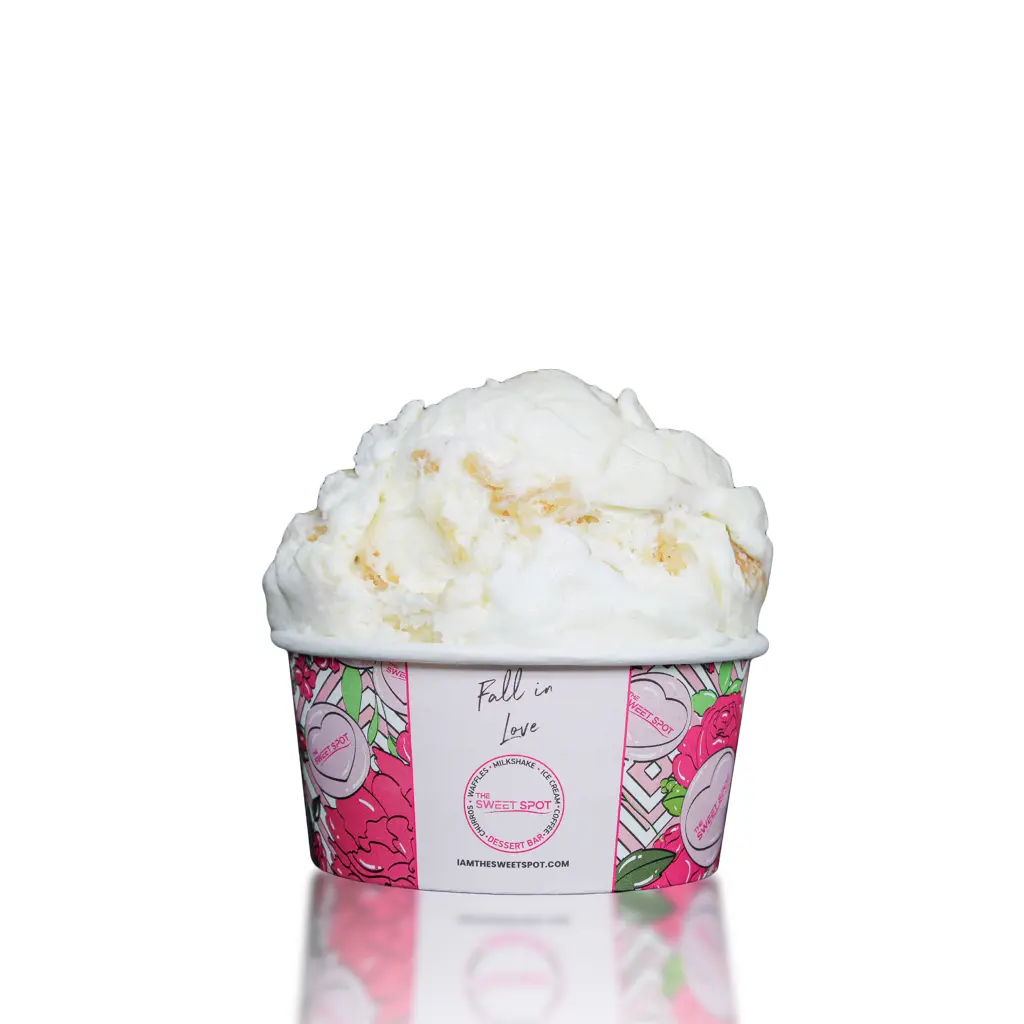 Banana Pudding ice cream served in a branded Sweet Spot cup