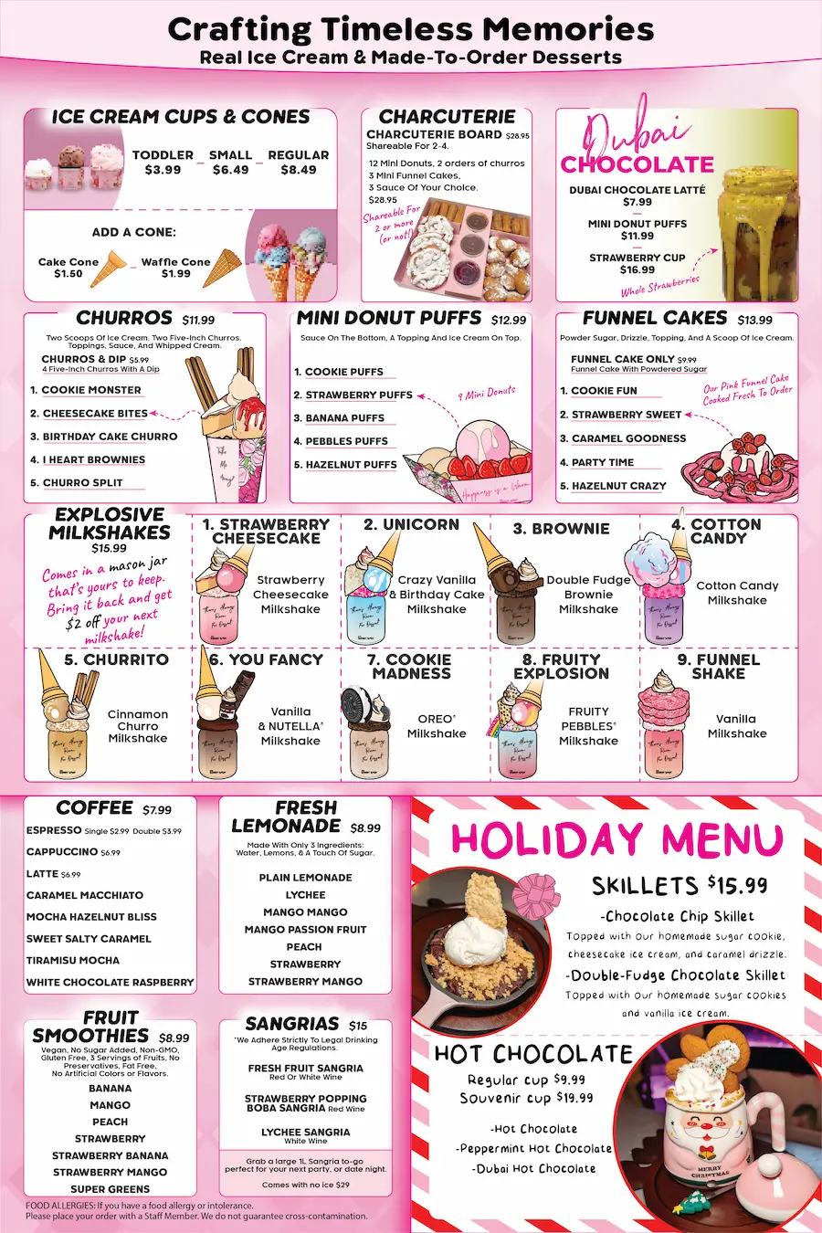 Dessert and drink menu for The Sweet Spot Atlantic Avenue