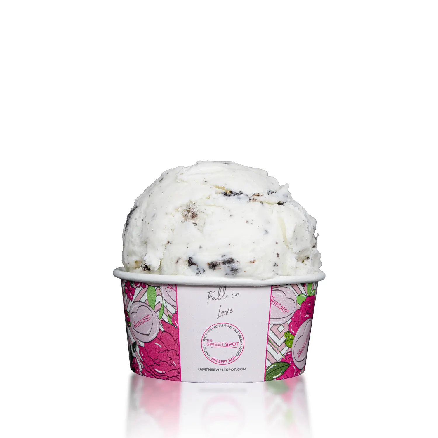 Cookies and Cream ice cream served in a branded Sweet Spot cup