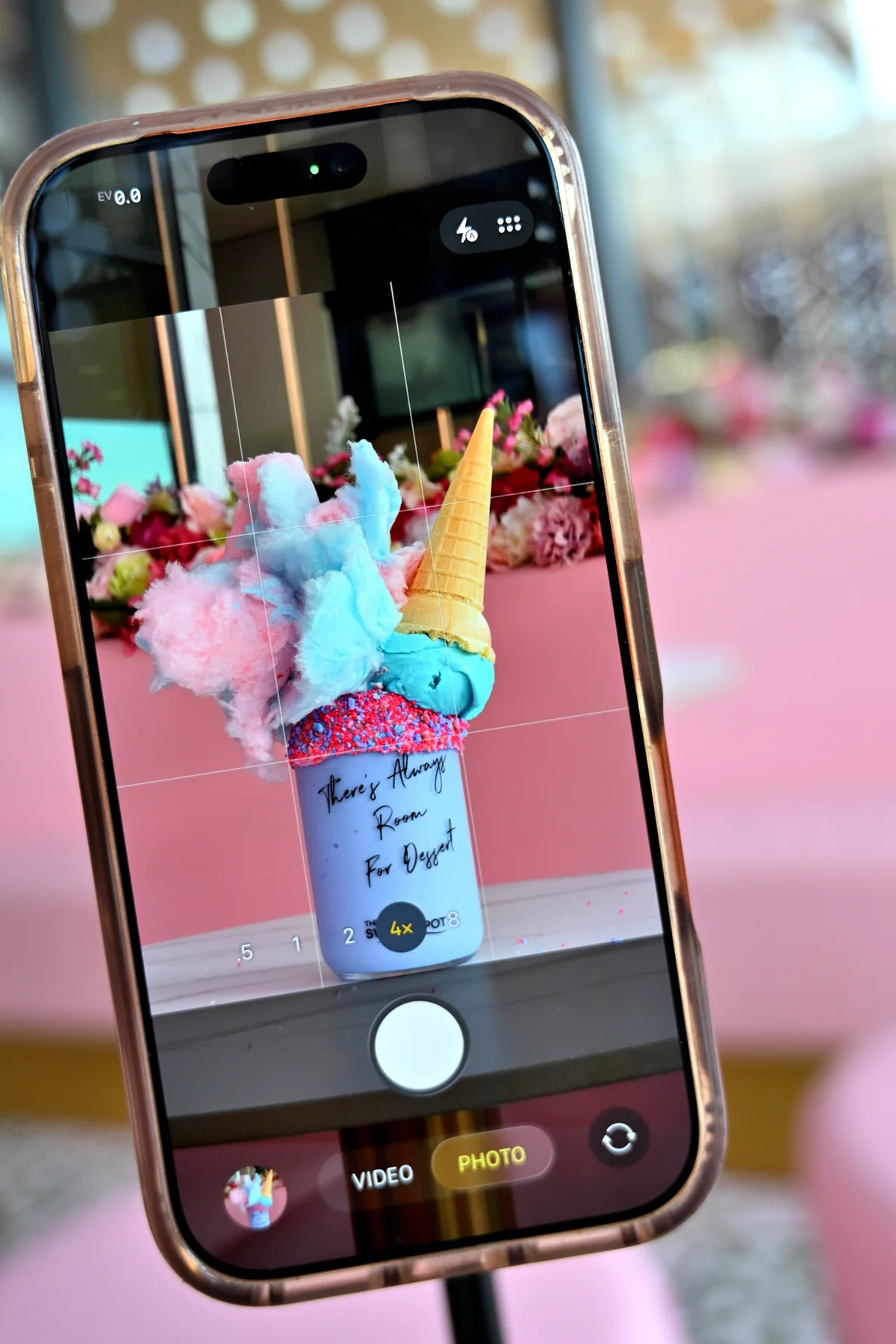 Cotton candy milkshake with an ice cream cone from The Sweet Spot in Virginia Beach