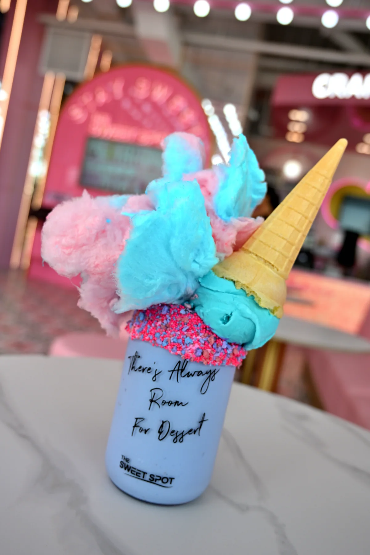 Cotton candy unicorn milkshake from The Sweet Spot in Virginia Beach