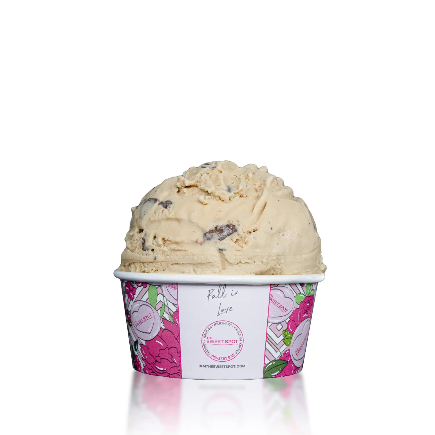 Espresso Chip ice cream served in a branded Sweet Spot cup