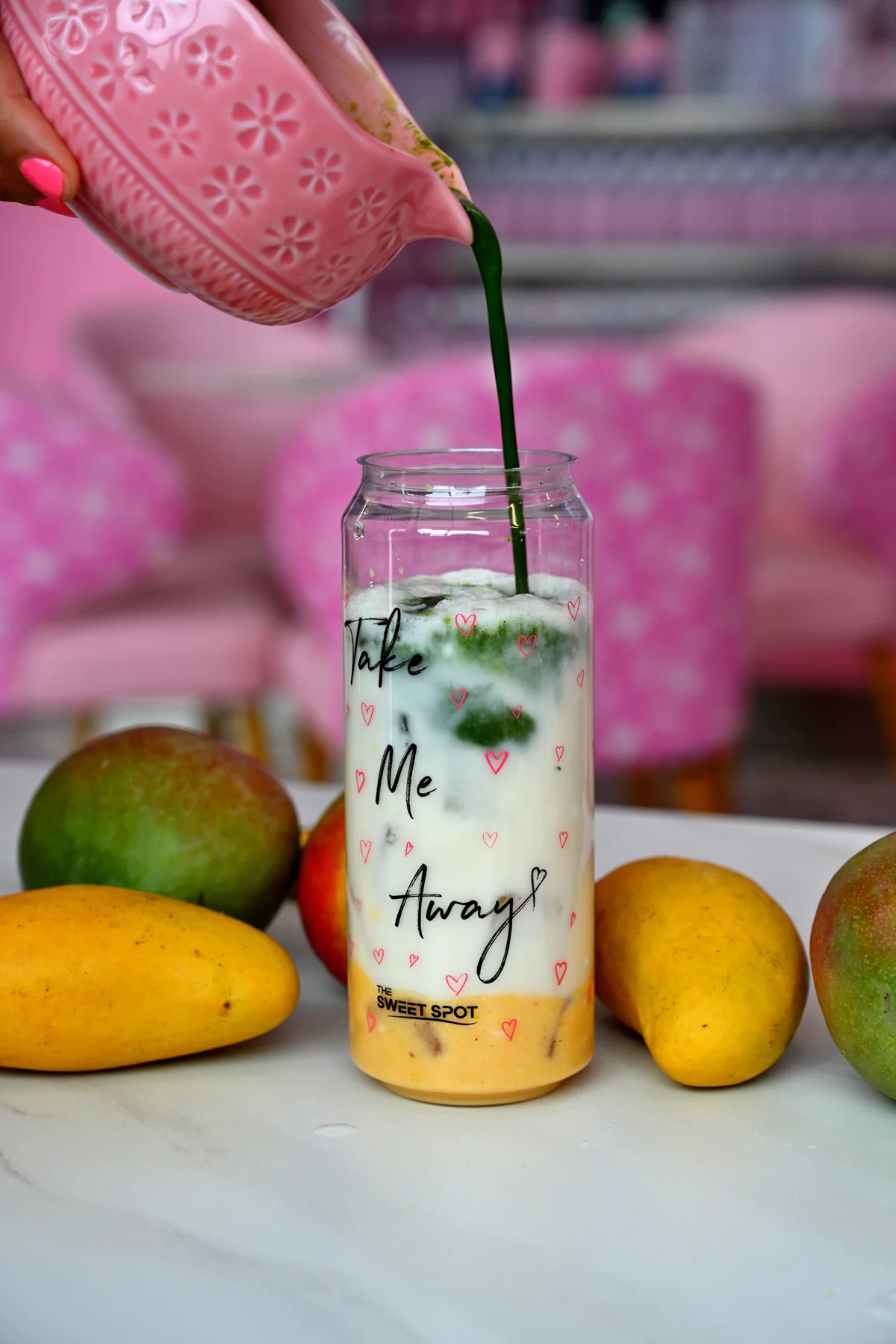 Mango matcha specialty drink from The Sweet Spot in Virginia Beach