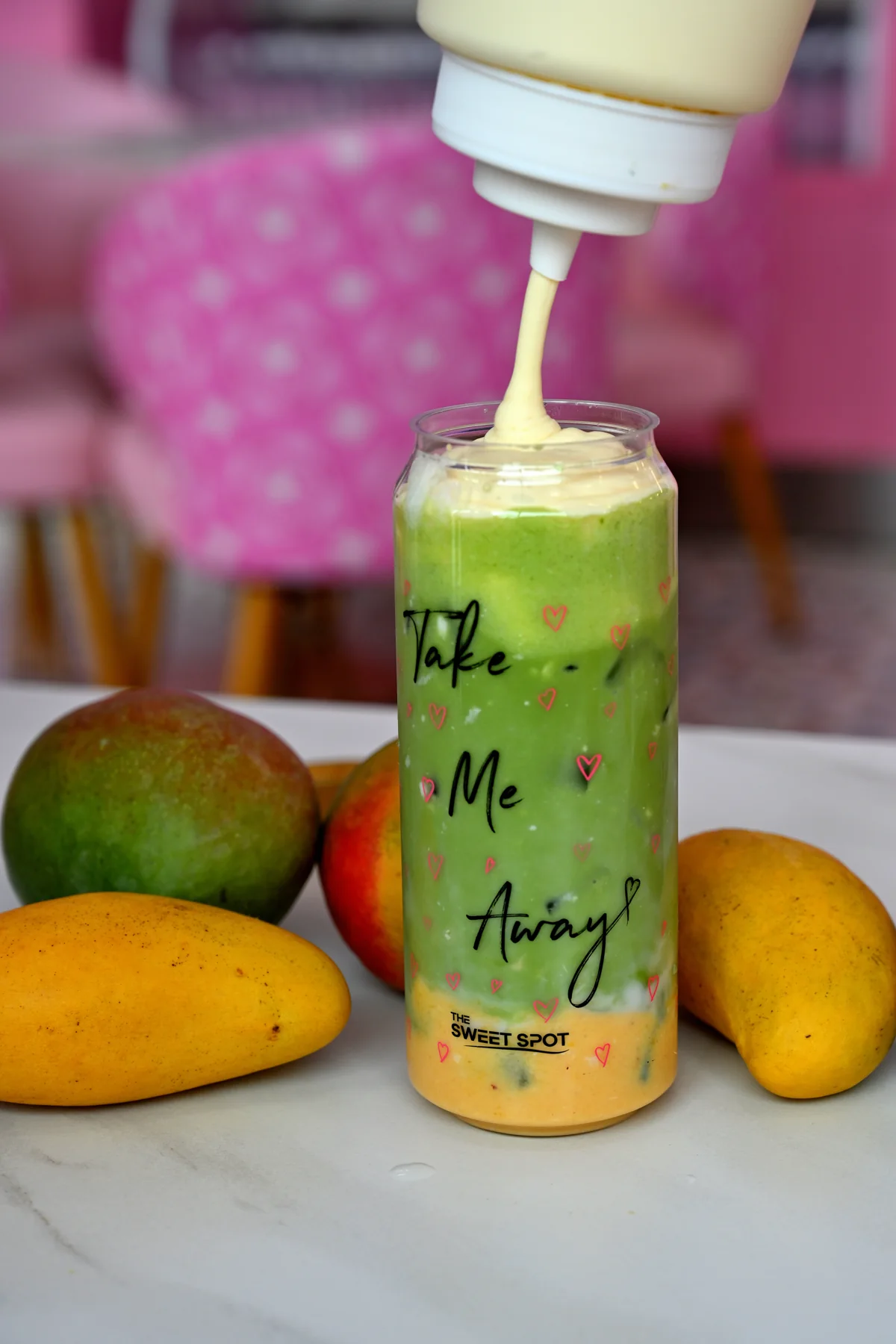 Mango matcha specialty drink from The Sweet Spot in Virginia Beach