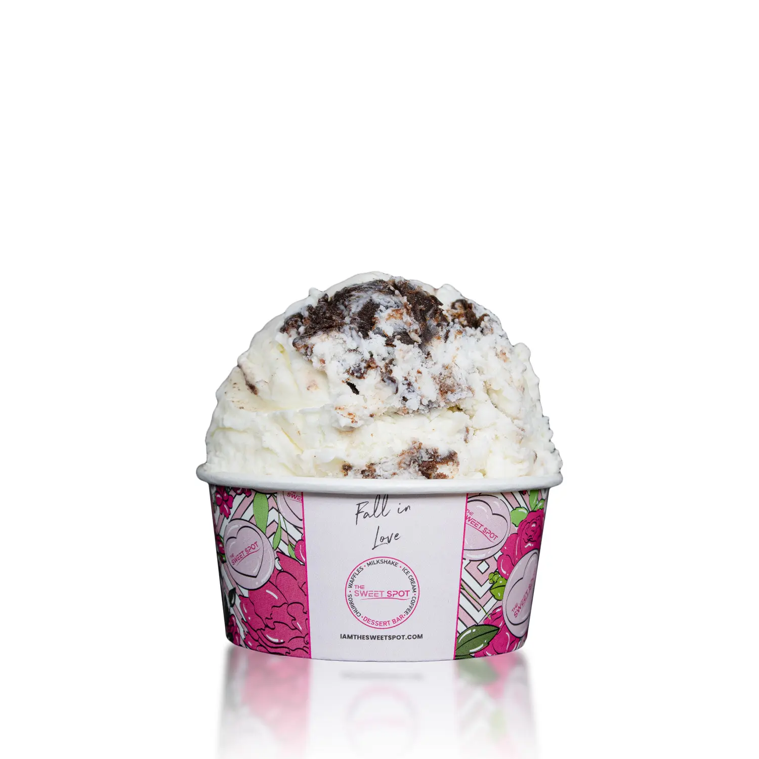 Moose Tracks ice cream served in a branded Sweet Spot cup