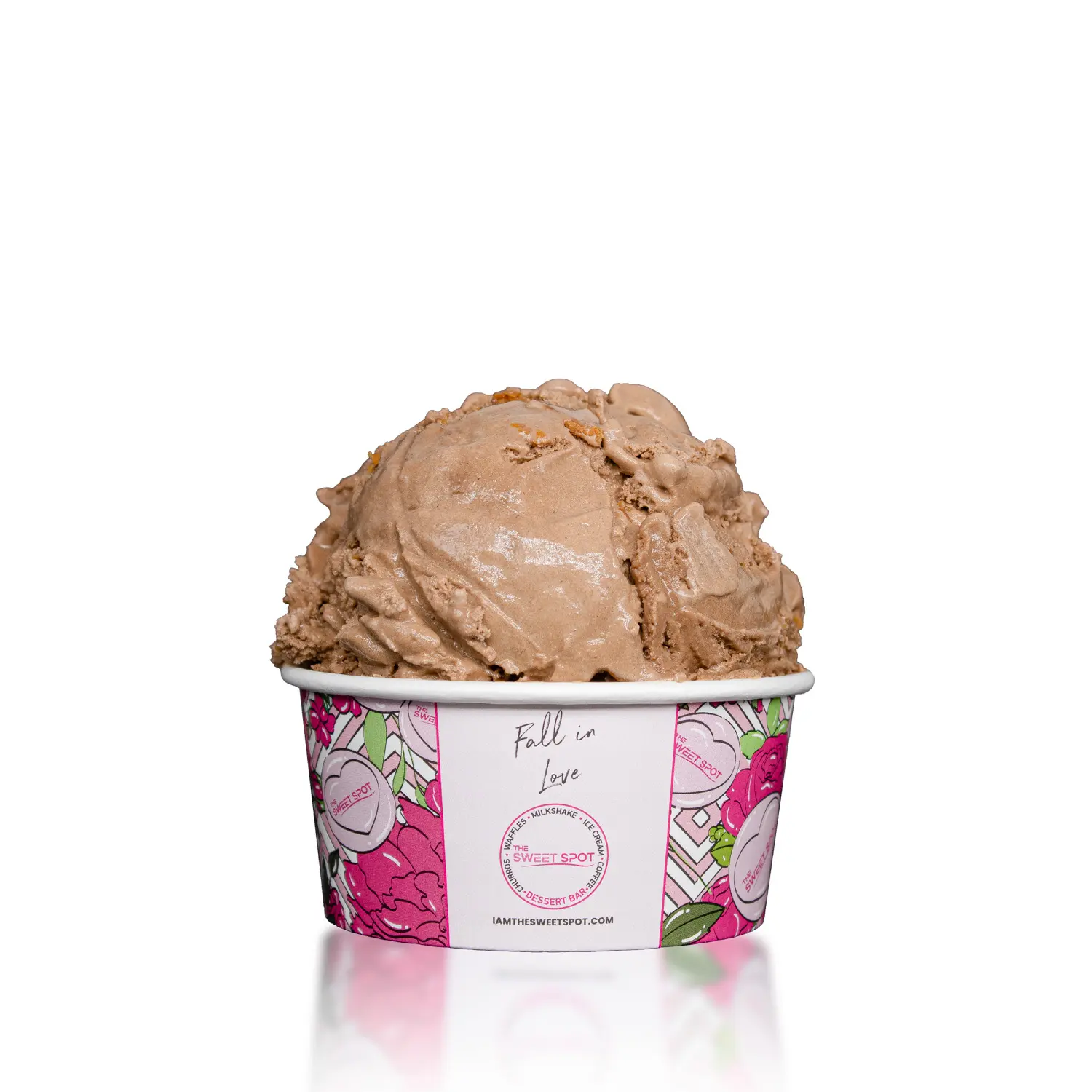 Peanut Butter Cup ice cream served in a branded Sweet Spot cup