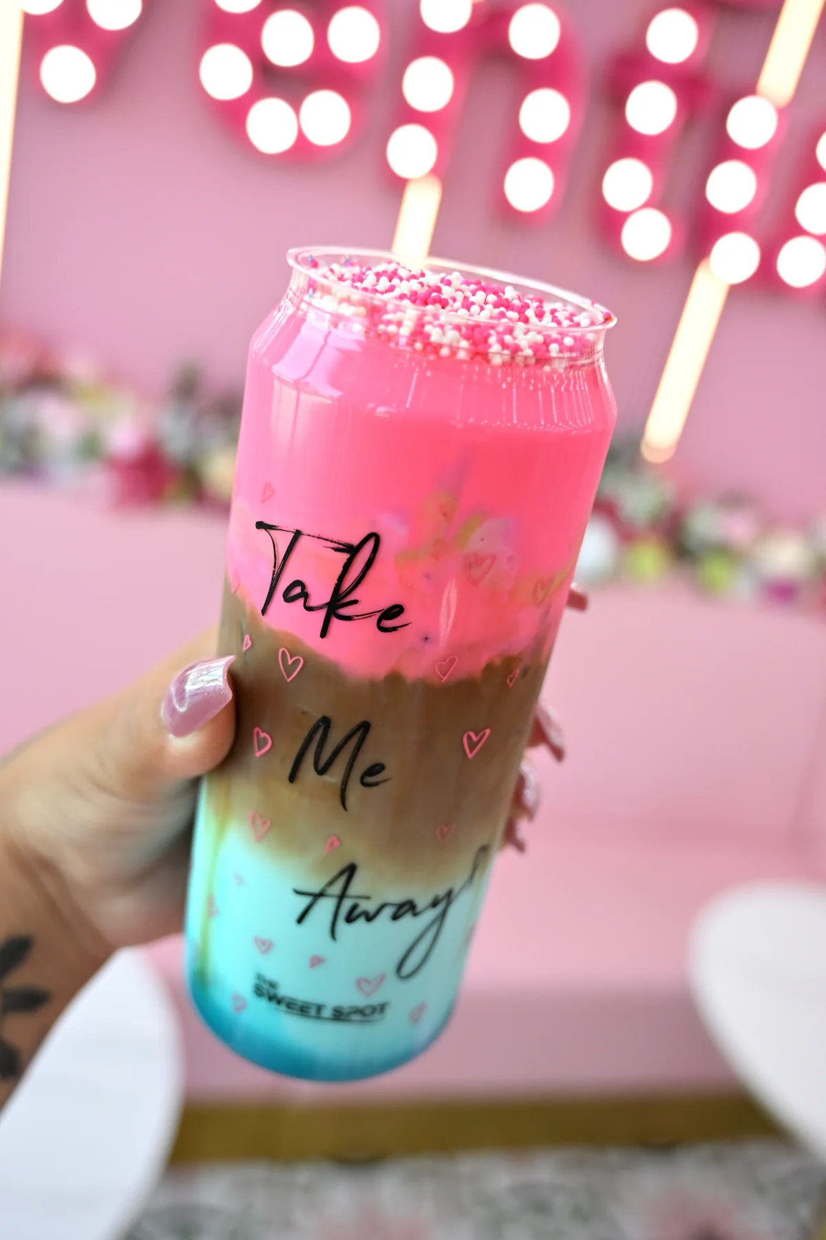 Pink and blue specialty lemonade from The Sweet Spot in Virginia Beach