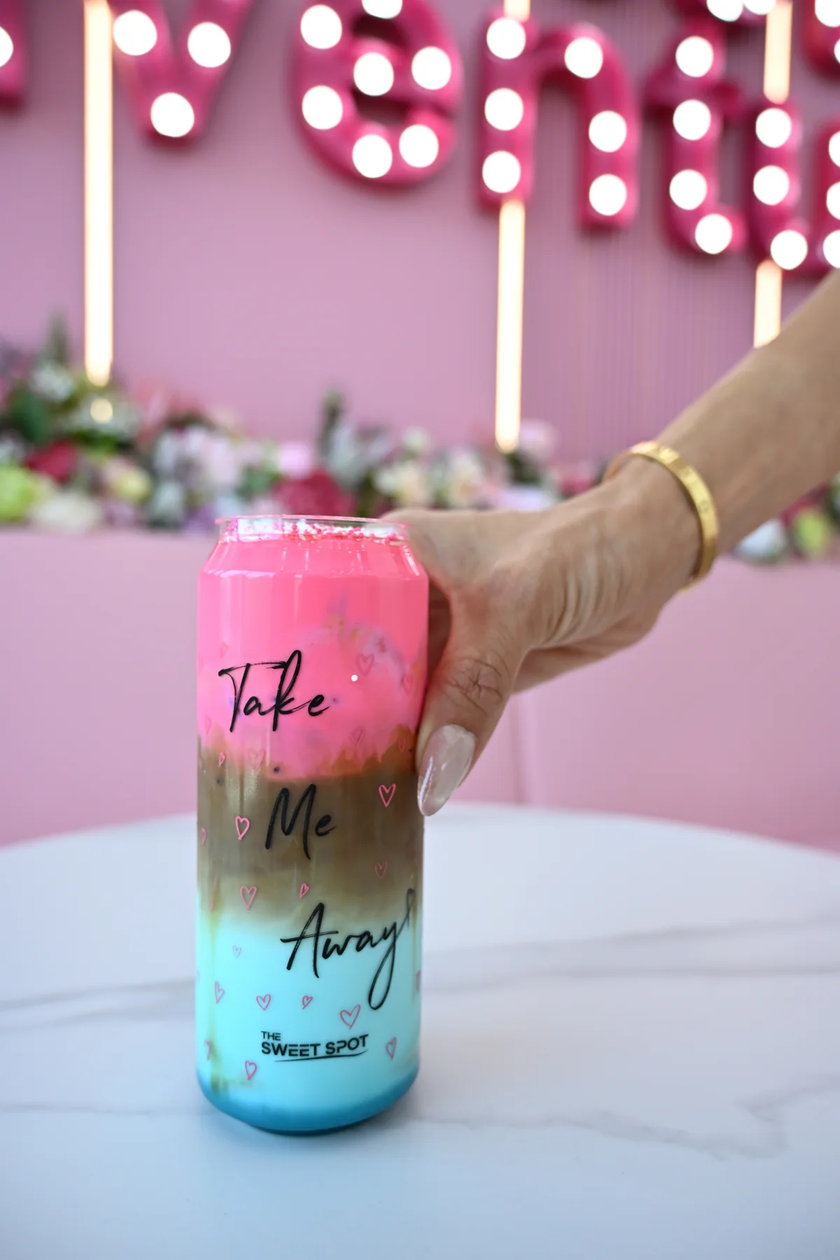 Pink and blue specialty lemonade from The Sweet Spot in Virginia Beach