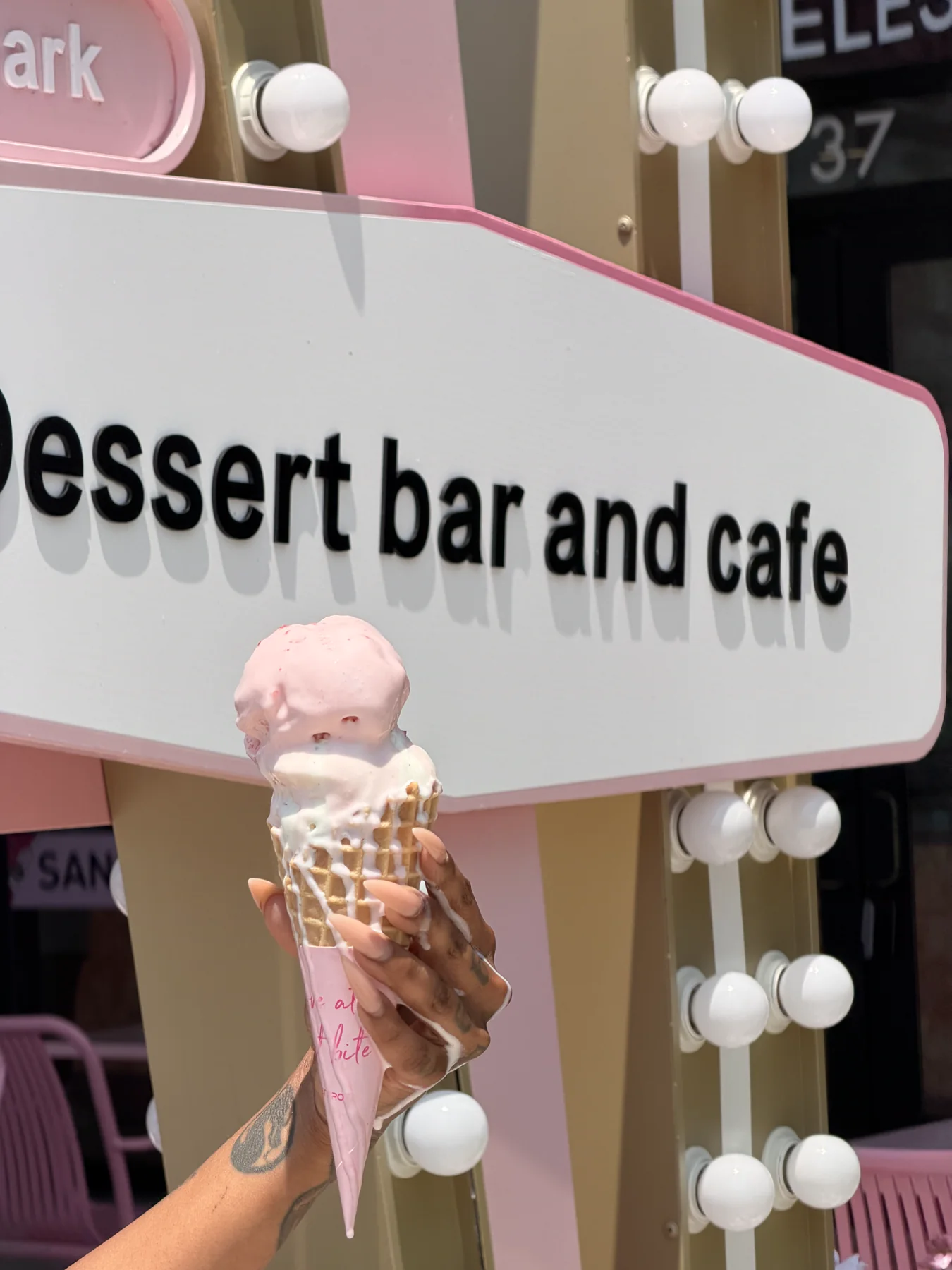 Premium ice cream in a waffle cone from The Sweet Spot in Virginia Beach