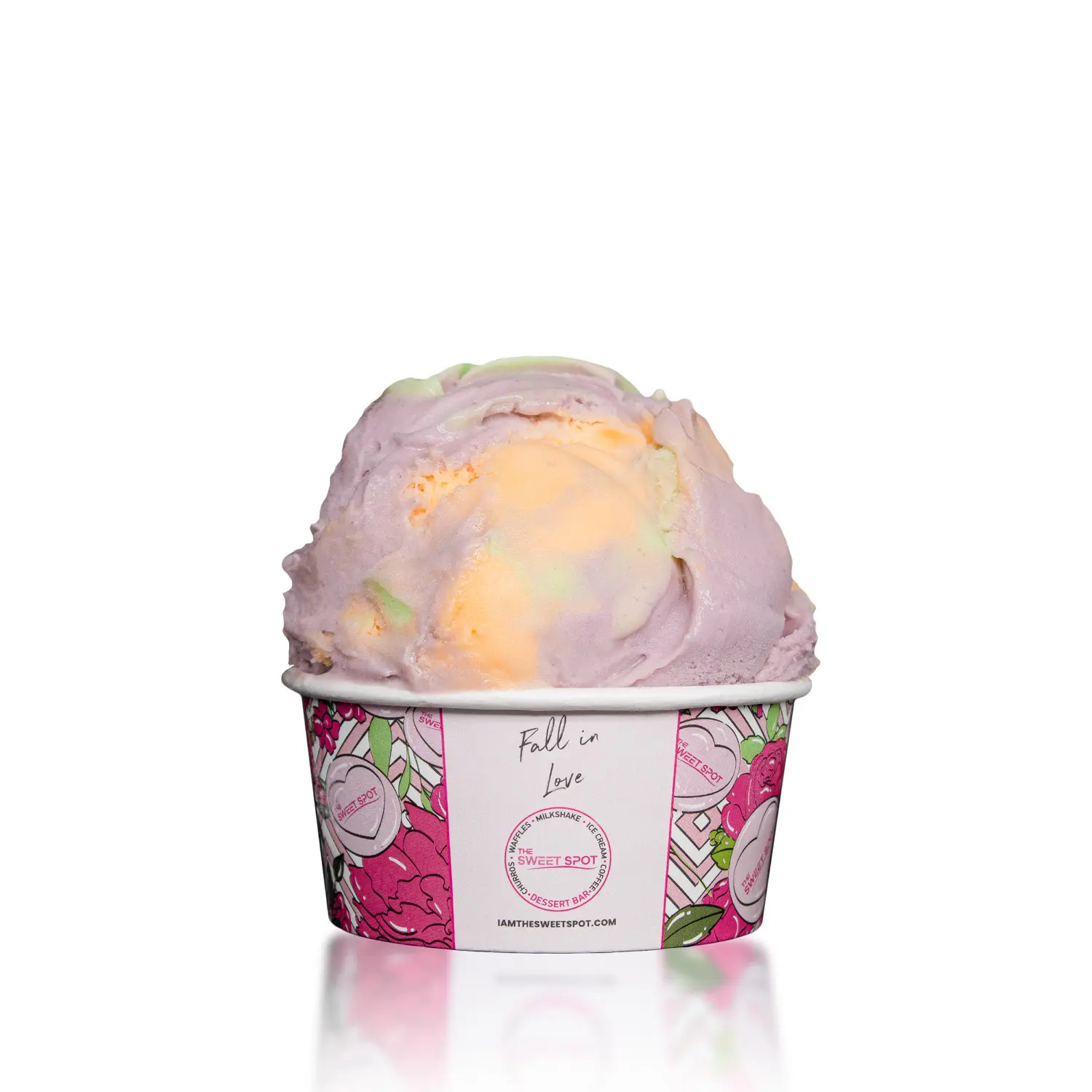 Rainbow Sherbet served in a branded Sweet Spot cup