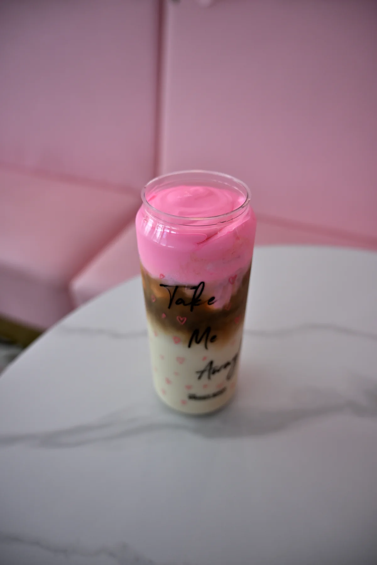 White chocolate raspberry iced latte at The Sweet Spot