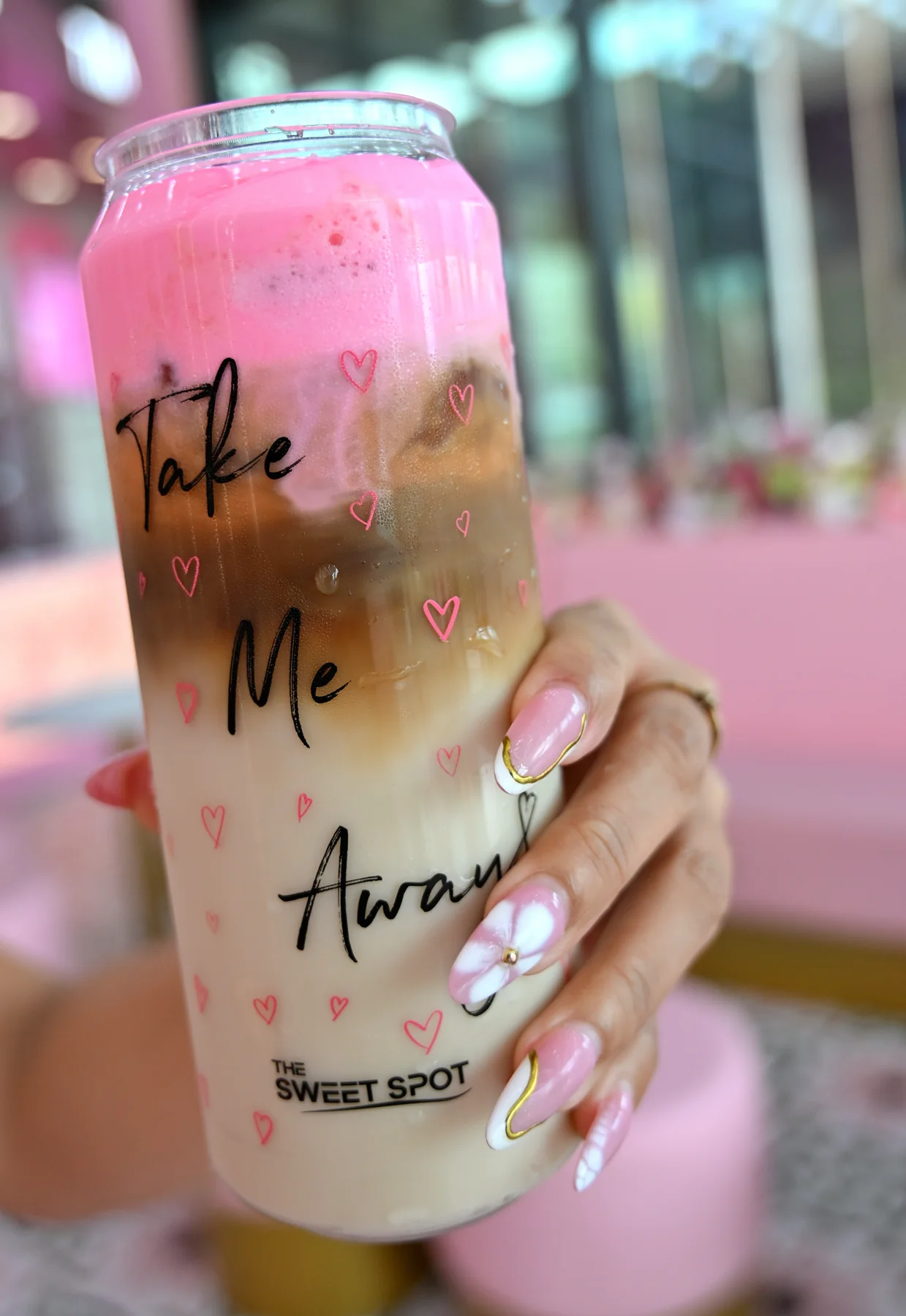 White chocolate raspberry iced latte from The Sweet Spot in Virginia Beach