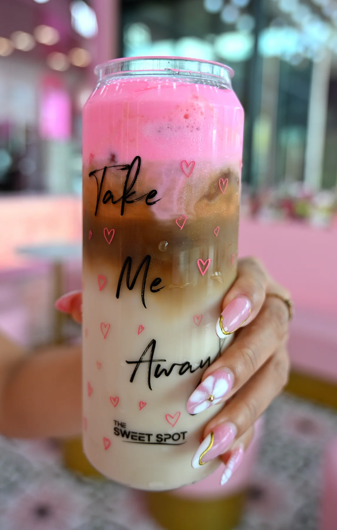 White chocolate raspberry iced latte from The Sweet Spot in Virginia Beach