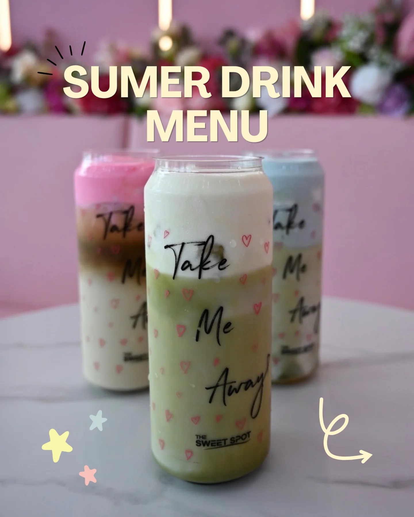Colorful specialty iced drinks from The Sweet Spot in Virginia Beach