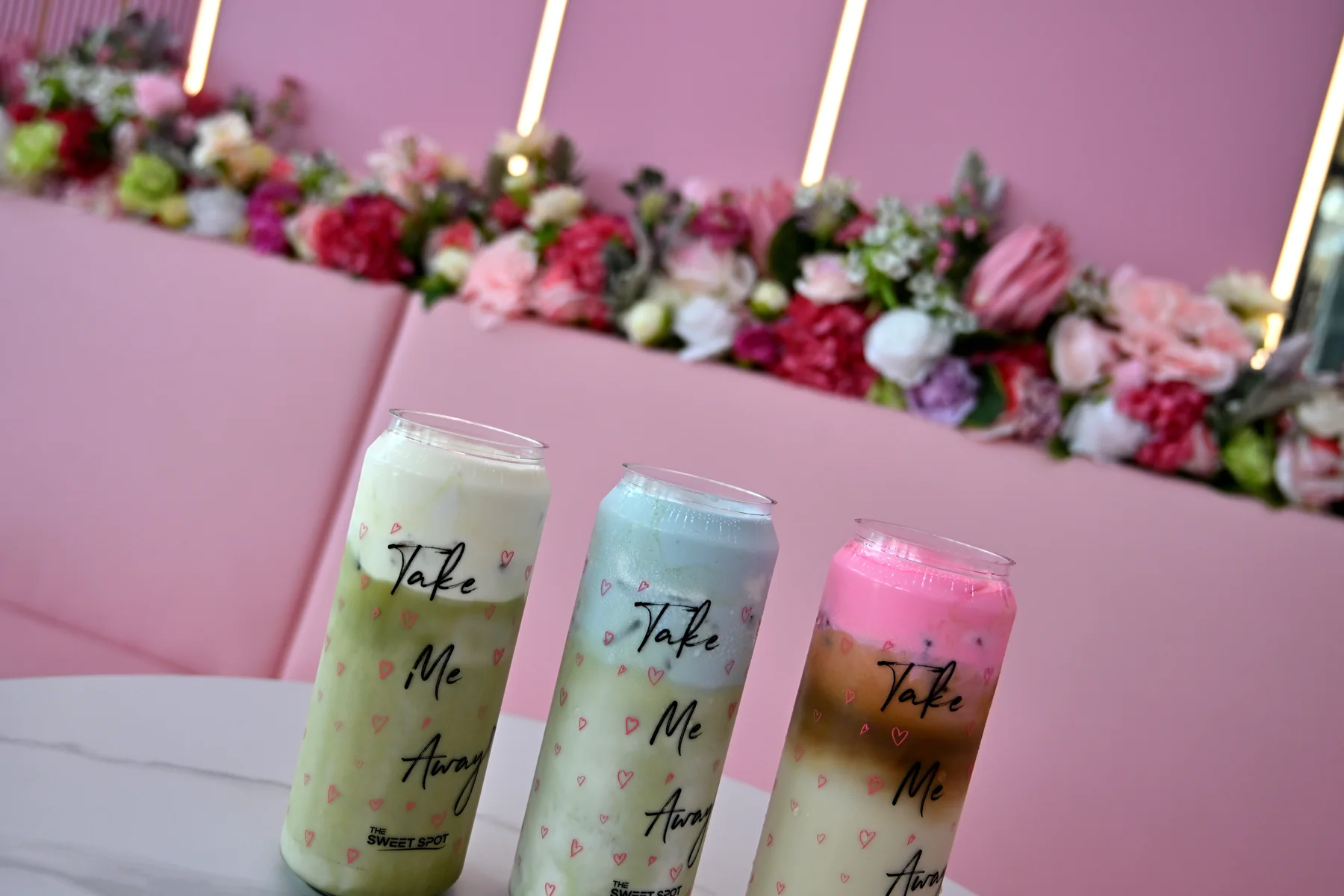 Banana matcha, iced latte and cold foam drinks from The Sweet Spot in Virginia Beach