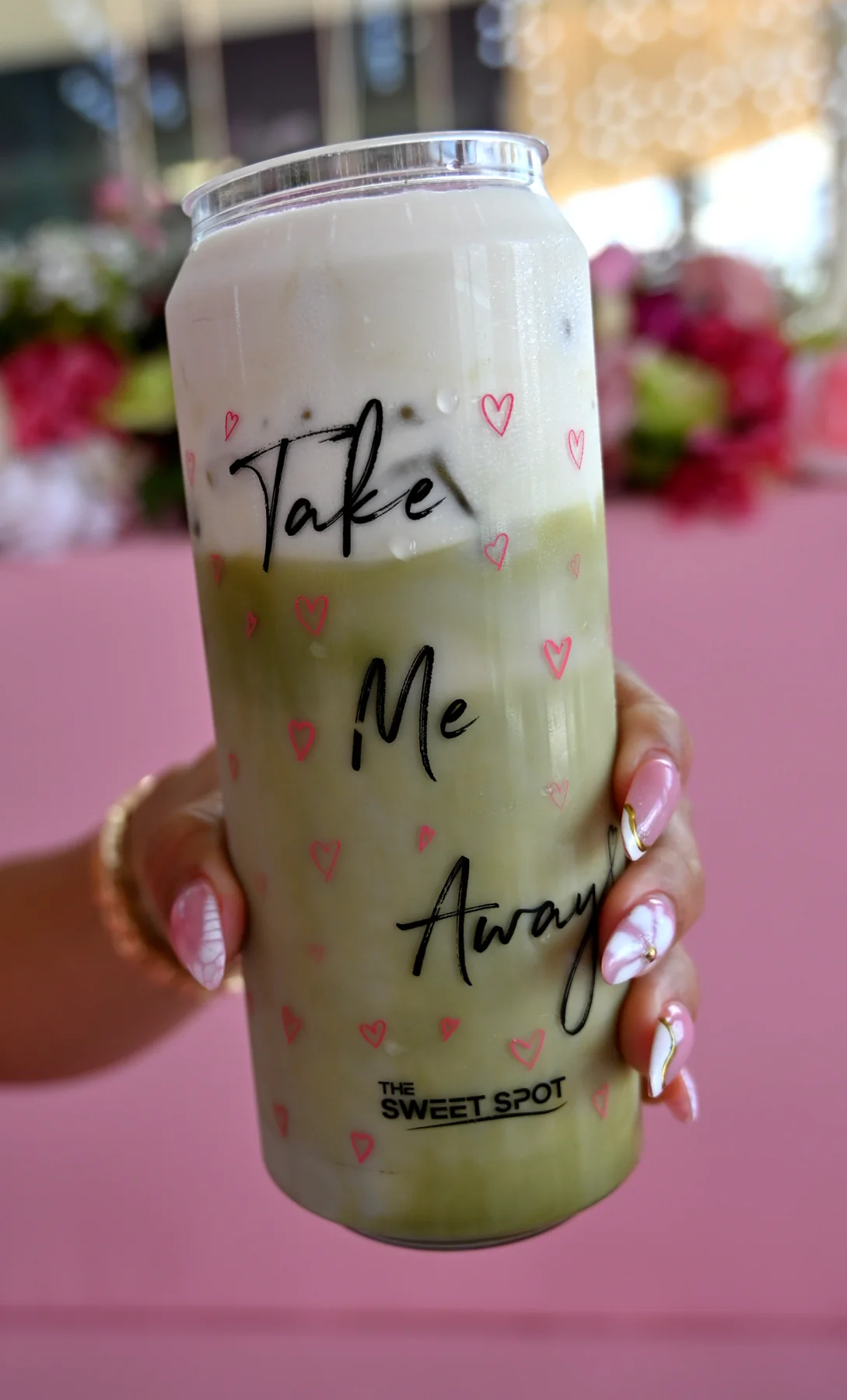 Banana matcha, iced latte and cold foam drinks from The Sweet Spot in Virginia Beach