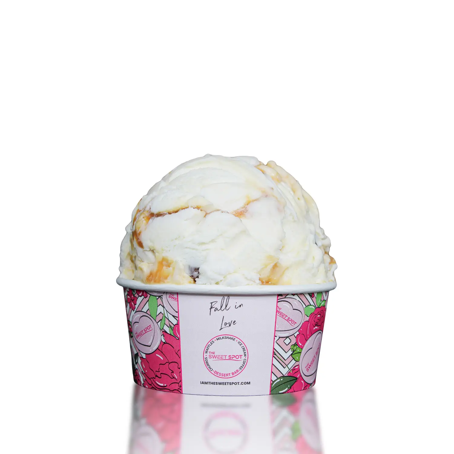 Sweet and Salty Caramel Pretzel ice cream served in a Sweet Spot cup