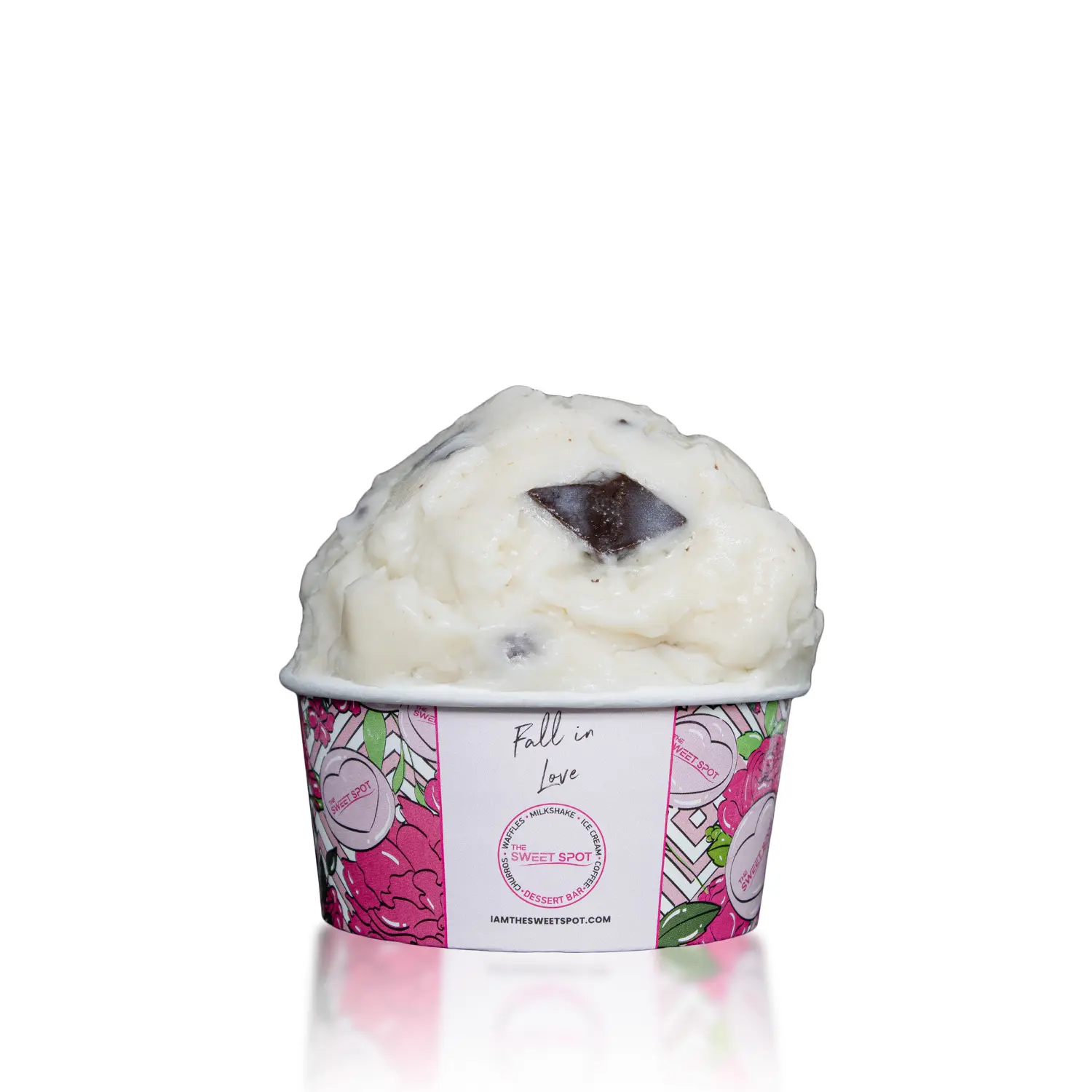Vegan Chocolate Chip Cookie Dough frozen dessert served in a Sweet Spot cup