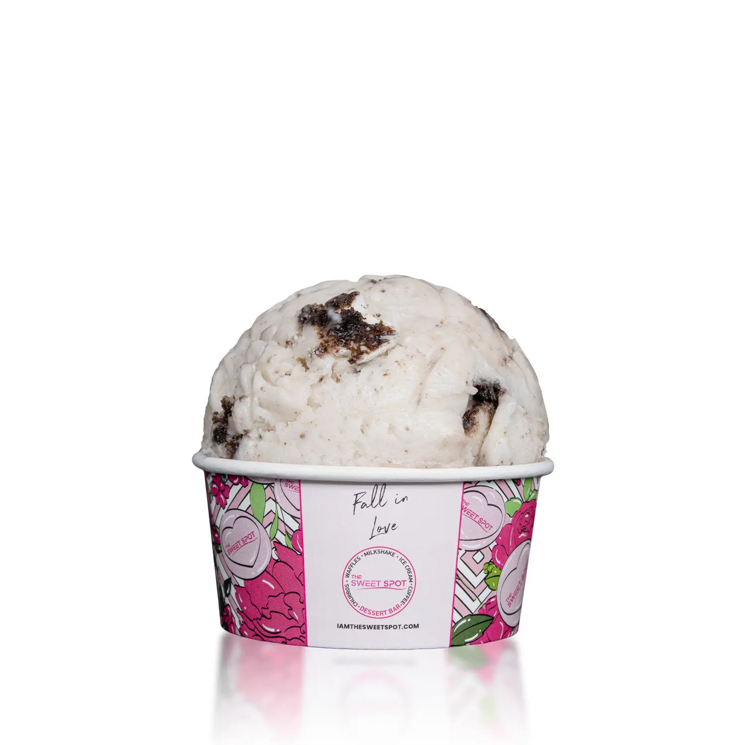 Vegan Cookies and Cream frozen dessert served in a branded Sweet Spot cup