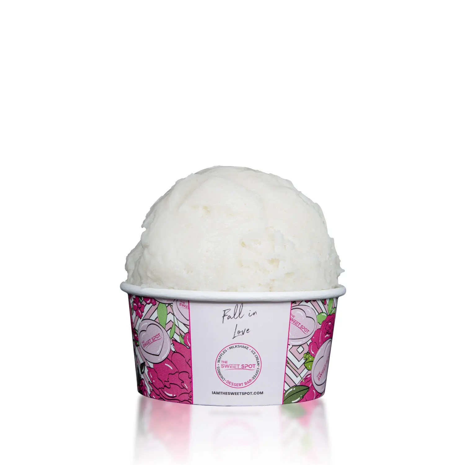Vegan Vanilla frozen dessert served in a branded Sweet Spot cup
